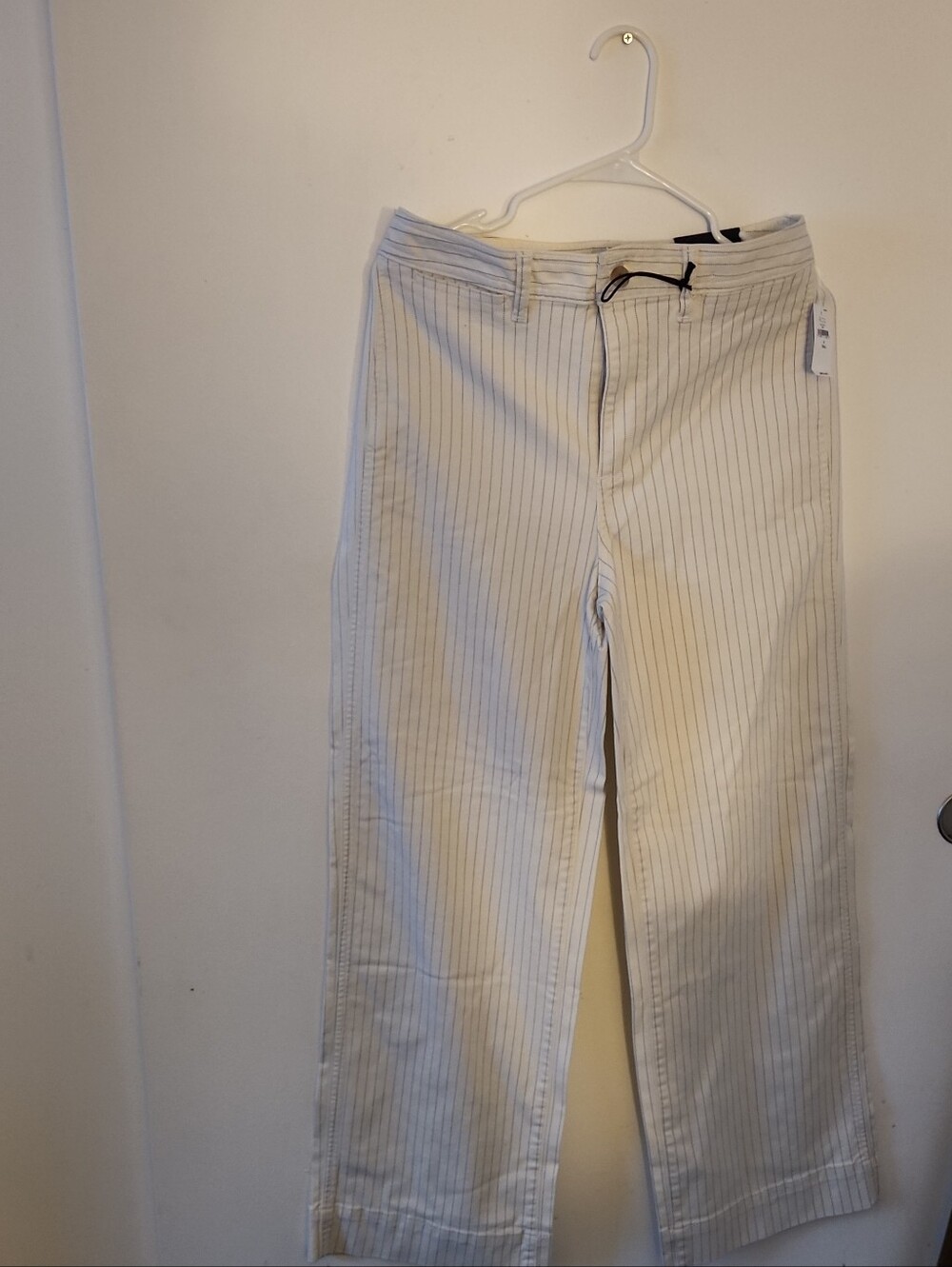 GAP Women's Cream Wide-Leg Pinstripe Pants